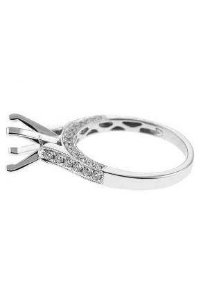 Semi-Mount Engagement Ring with Micro-Pav?? Set Round Diamonds in 18k White Gold