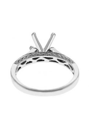 Semi-Mount Engagement Ring with Micro-Pav?? Set Round Diamonds in 18k White Gold
