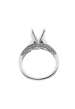 Semi-Mount Engagement Ring with Micro-Pav?? Set Round Diamonds in 18k White Gold