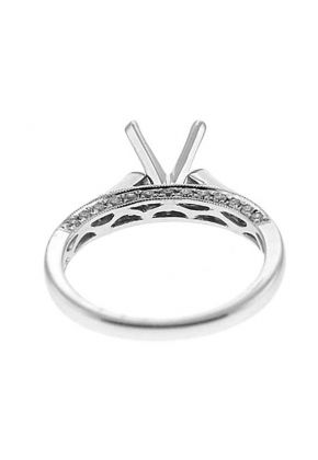 Semi-Mount Three Side Engagement Ring with Micro-Pav?? Set Round Diamonds in 18k White Gold