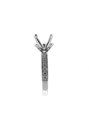 Semi-Mount Three Side Engagement Ring with Micro-Pav?? Set Round Diamonds in 18k White Gold