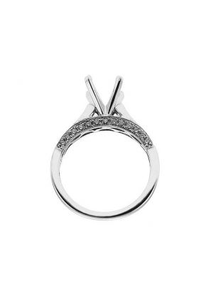 Semi-Mount Three Side Engagement Ring with Micro-Pav?? Set Round Diamonds in 18k White Gold