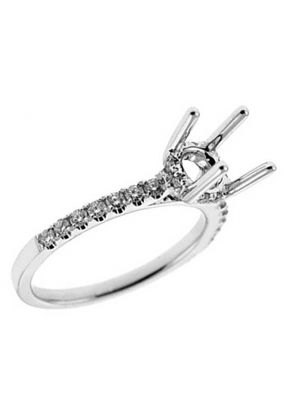 Semi-Mount Engagement Ring with Micro Prong Set Round Diamonds in 18k White Gold