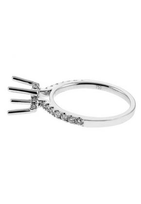 Semi-Mount Engagement Ring with Micro Prong Set Round Diamonds in 18k White Gold