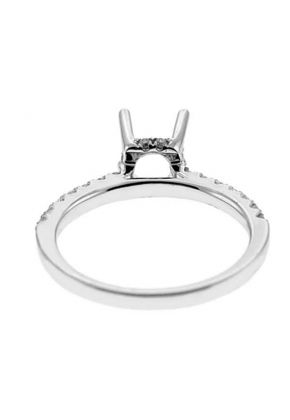 Semi-Mount Engagement Ring with Micro Prong Set Round Diamonds in 18k White Gold