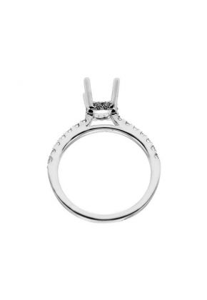 Semi-Mount Engagement Ring with Micro Prong Set Round Diamonds in 18k White Gold