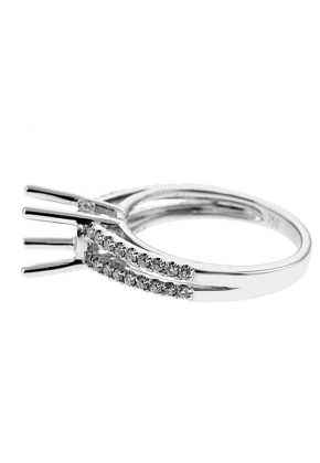 Semi-Mount Split Shank Engagement Ring with Micro Prong Set Round Diamonds in 18k White Gold