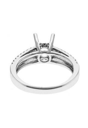 Semi-Mount Split Shank Engagement Ring with Micro Prong Set Round Diamonds in 18k White Gold