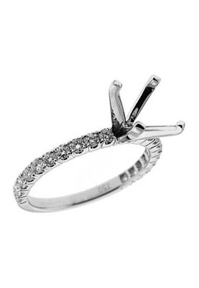 Semi-Mount Engagement Ring with Prong Set Round Diamonds in 18k White Gold