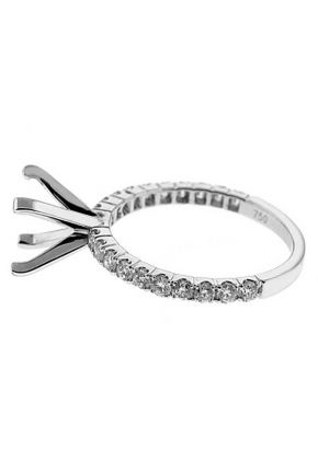 Semi-Mount Engagement Ring with Prong Set Round Diamonds in 18k White Gold