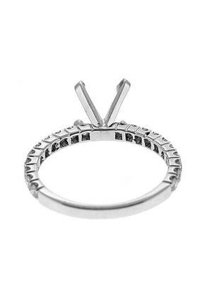 Semi-Mount Engagement Ring with Prong Set Round Diamonds in 18k White Gold