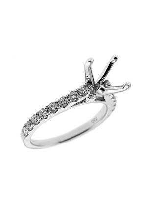 Semi-Mount Engagement Ring with Micro-Prong Set Round Diamonds in 18k White Gold