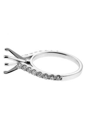 Semi-Mount Engagement Ring with Micro-Prong Set Round Diamonds in 18k White Gold