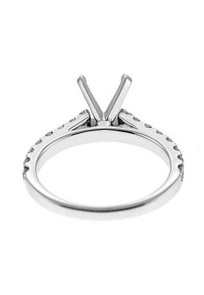 Semi-Mount Engagement Ring with Micro-Prong Set Round Diamonds in 18k White Gold