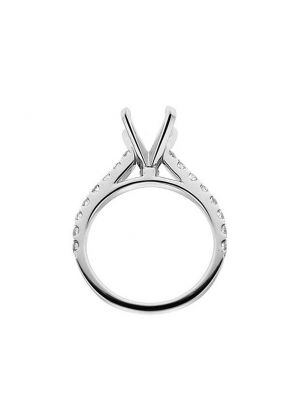 Semi-Mount Engagement Ring with Micro-Prong Set Round Diamonds in 18k White Gold