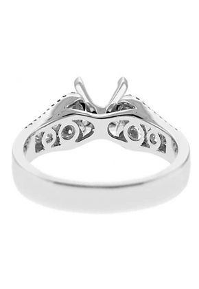Four Prong Engagement Ring with Combination Set Round Diamonds in 18k White Gold
