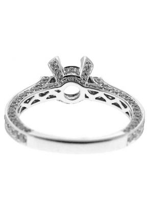 Semi-Mount Engagement Ring with Micro-Pav?? Set Round Diamonds in 18k White Gold