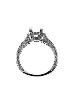 Semi-Mount Engagement Ring with Micro-Pav?? Set Round Diamonds in 18k White Gold