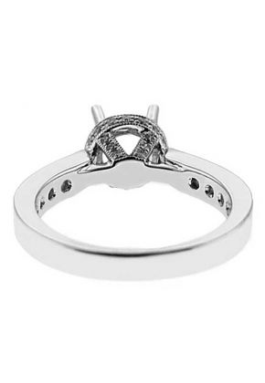 Semi-Mount Engagement Ring with Micro-Pav?? Set Diamonds Bordered by Beaded MIlgrain in 18k White Gold