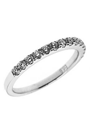 Single Row Micro-Prong Set Band with Round Diamonds in 18k White Gold