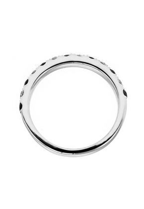 Single Row Band with Sapphire and Diamond Rounds Set in 18K White Gold