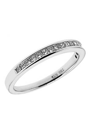 Channel Set Single Row Band with Princess Cut Diamonds in 18k White Gold