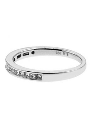 Channel Set Single Row Band with Princess Cut Diamonds in 18k White Gold