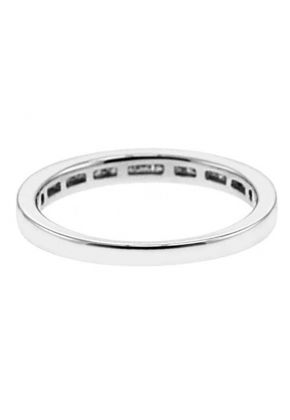 Channel Set Single Row Band with Princess Cut Diamonds in 18k White Gold