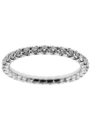 Eternity Band with Prong Set Round Diamonds in 18k White Gold