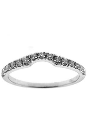 U Curved Band with Round Diamonds Set in 18k White Gold