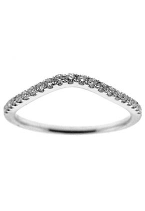 Curved Band with Round Diamonds Set in 18k White Gold