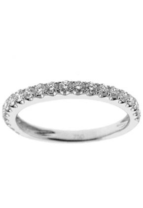 Milgrain Engraved Combination Set Band with Channel and Prong Set Round Diamonds in 18k White Gold