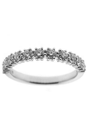 Single Row Band with Round Diamonds Surrounded by Prongs in 18k White Gold