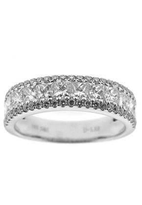 Channel and Micro-Prong Set Band with Princess Cut and Round Diamonds in 18k White Gold