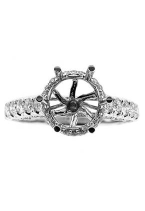 Side Halo Single Row Scallop Sides with Milligrain Engagement Ring Semi Mount