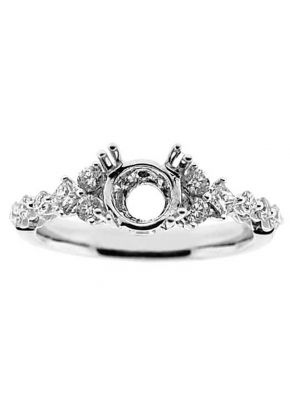 Common Prong, Delicate Look, Diamond Engagement Semi Mount White Gold Ring Setting