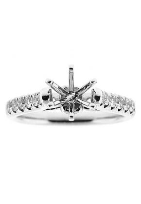 Thin Row of Micro Prong Set Diamond Semi Mount Engagement Ring Setting