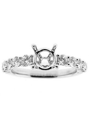 U Prong Single Row Diamond Semi Mount Engagement Ring Setting