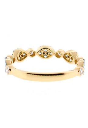 Combination Set Band with Prong Set Clusters of Diamonds and Bezel Set Diamonds in 18k Yellow Gold