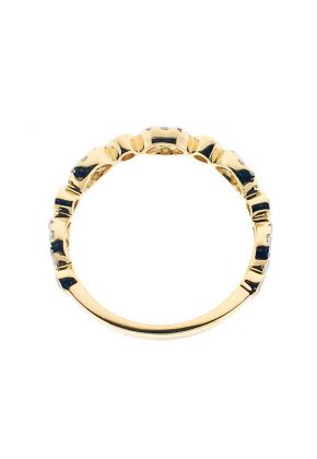 Combination Set Band with Prong Set Clusters of Diamonds and Bezel Set Diamonds in 18k Yellow Gold