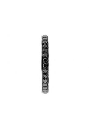 Single Row Band with Round Black Diamonds Set in 18k White Gold
