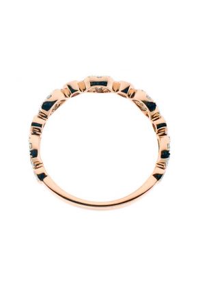 Combination Set Band with Prong Set Clusters of Diamonds and Bezel Set Diamonds in 18k Rose Gold