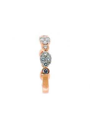 Combination Set Band with Prong Set Clusters of Diamonds and Bezel Set Diamonds in 18k Rose Gold