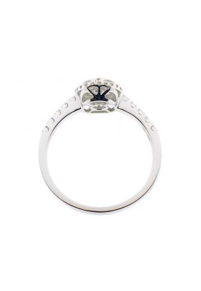 Round Right Hand Fashion Ring with Cluster of Diamonds Surrounded by Diamond Halo in 18K White Gold