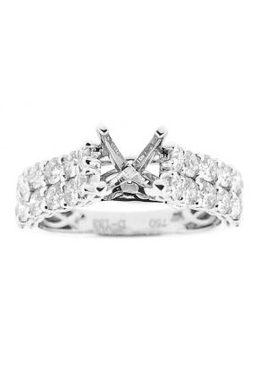 Two Row Micro Prong Set Diamond Semi Mount Engagement Ring Setting