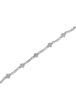 Bracelet with Links of Round Diamonds Connecting Clusters Set in 18k White Gold