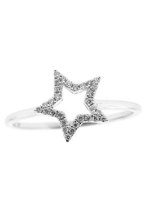 Right Hand Fashion Ring with a Star Design of Diamonds Set in 18k White Gold