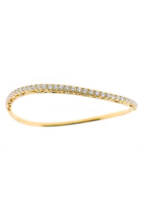 Curved Bangle with Round Diamonds in 18k Yellow Gold