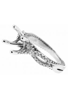 Two Row Diamond Twist with Side Diamonds Engagement Ring Semi Mount in 18kt White Gold
