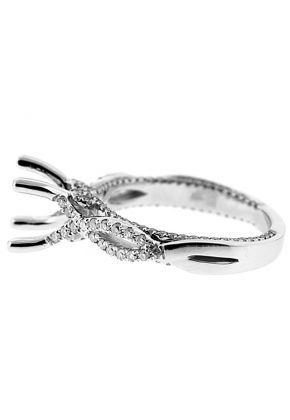 Two Row Diamond Twist with Side Diamonds Engagement Ring Semi Mount in 18kt White Gold